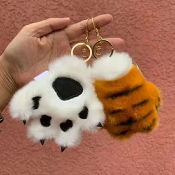 12cm Mini Drăguț de Pluș Tiger Paw Pandantiv Breloc Mic Jucărie de Pluș Agățat Ornamente pentru Rucsac Accesorii