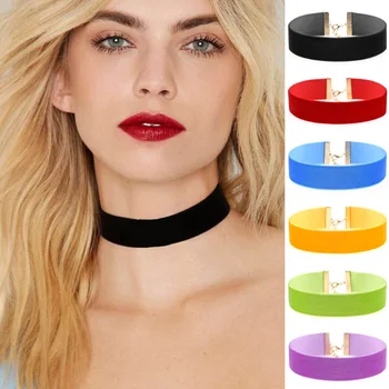 17colors Scurt Pânză de Catifea cu Guler Colier pentru Doamna Fată Punk Femei Cravată Colier Bijuterii Statement Femme Accesorii Cadou