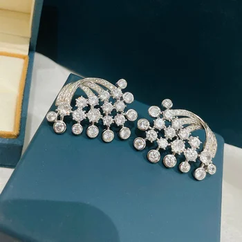 2022 Nou Design Pur 925 De Bijuterii De Argint Pentru Femei Curcubeu Cercei De Diamant Ploaie Stud Cercei Brand De Lux Partid Lady