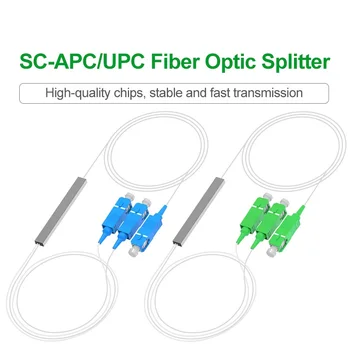 5PCS SC APC 1X2 Splitter-ul Optic FTTH Fibra Optica Splitter SC UPC PLC FBT Cuplare Optică Singlemode Simplex Țeavă de Oțel PVC