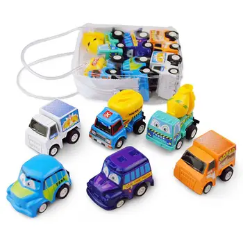 6pcs Trage Înapoi Mașina Set Jucarii Mini Asortate Vehicule de Constructii & Masina de Curse Jucărie Desene animate cu Autobuzul Masini Camion de Model pentru Copii Jucarii Pentru copii
