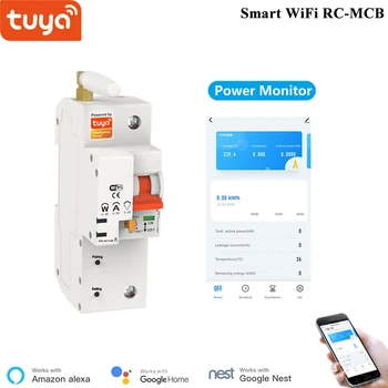Alexa Tuya Inteligent disjunctor 1P WiFi Comutator de Suprasarcină Protecție la Scurt-Circuit de Monitorizare a Consumului de Energie Inteligent RC-MCB