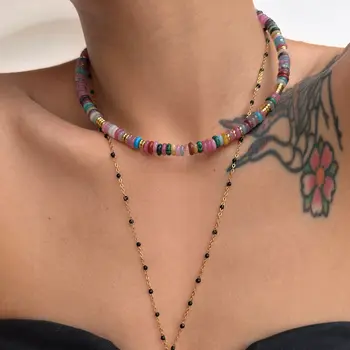 Din Oțel Inoxidabil Colier Pentru Femei Boem Colorat Margele Bratari Handmade Bijuterii Set