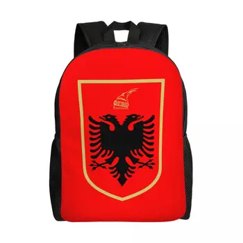 Emblema De Albania Vultur Rucsac pentru Laptop Femei Barbati Casual Ghiozdanul pentru Facultate, Elevi de Școală albaneză Patriotic Sac