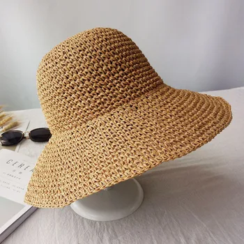 Femei Pălărie de Soare Clasic Țesute manual Plaja Pălărie de Vară de Protecție solară Stil Cowboy Hat suflecate Packable Margine Largă Pălării Panama