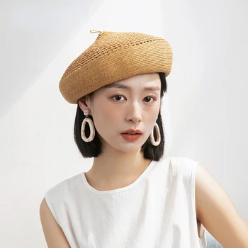 Franceză Berete Elegante pentru Femei 2023 Primăvara și Vara Noi Țesute Plat-top Pictor Capac Designer Japonez Casual Bereta Pălării