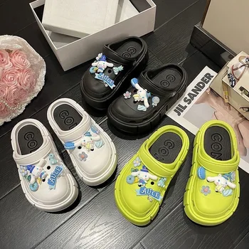 Kawaii Sanrio Gaura Papuci de Vară Cinnamoroll Anti-Alunecare Pantofi cu 3D Decor Picior Moale Senzație de Fata Ziua de nastere Cadou