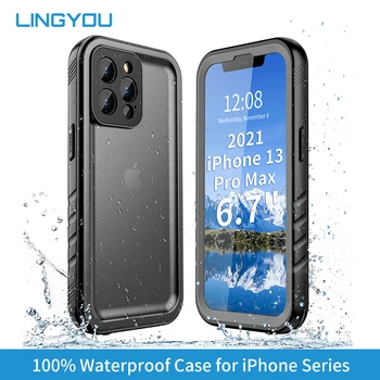 LINGYOU Impermeabil Caz pentru iPhone 15 14 13 12 11 Pro Max 7 8 SE2/3 XR XSM Scufundări Subacvatice Înot Corp Plin cu Ecran Protector