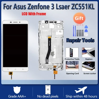 Pentru Asus Zenfone 3 Laser ZC551KL ecran LCD de asamblare cu fața caz atingeți sticla, Z01BDB Display LCD original Alb Negru Auriu