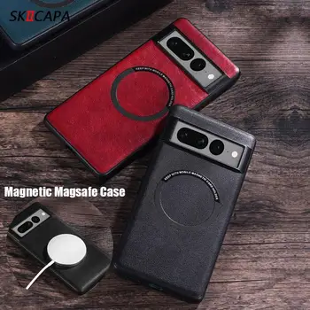 Pixel 8 Capac Pentru Magsafe Magnetic PU Piele Caz Pentru Google Pixel 8 Pro Încărcare Wireless Magsafing Acoperire Pentru Pixel 7A 8A 7Pro