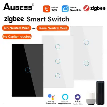 Zigbee Comutator Fir Neutru este Necesar/fără Fir Neutru Smart Switch 1gang 2gang 3gang Prin Alexa Google Acasa Asistent Inteligent de Lumină S