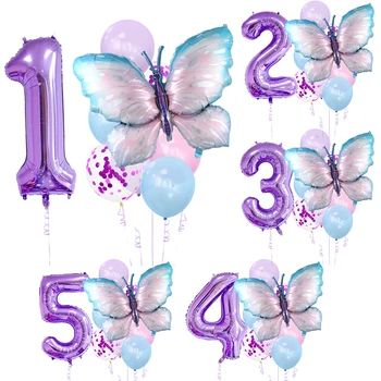 10 Buc Fluture, Flori, Baloane Folie de Aluminiu Balon pentru Copii 1-9-a zi de Naștere Copil de Dus de Nunta Fluture Petrecere Decoratiuni