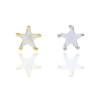 100% Argint 925 White Star În Formă De Opal Piatră De Mici Stud Cercel Minim Delicate Delicate Drăguț Fete Minunate Bijuterii