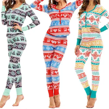2021 Stil Nou 2 Piese Costum de Crăciun Set Femeile' s Floral Print V-Neck Maneca Lunga de Sus și Pantaloni de Pijama Supradimensionat S-XXL