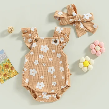 2023-02-11Lioraitiin 0-18M pentru Sugari Baby Girl Suspensor Set Salopeta cu Print Floral Ciufulit de Zbor Maneca Bodysuit Bentita