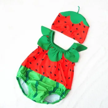 2023 Vara Noi Fata de costume de Baie Copilul de Fructe de Imprimare de Costume de baie Fete pentru Copii-O singură Bucată Gât Rotund Baie Bikini Haine cu Pălărie