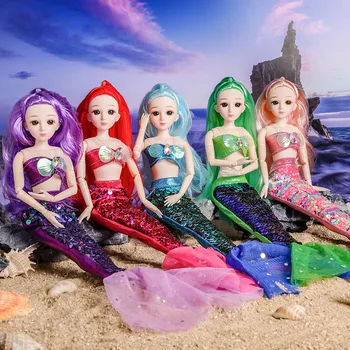 30cm 1/6 BJD Sirena Papusa Princess Set Complet Multi Articulații Mobile Papusa Cu Paiete, Fusta Costum Fete DIY Dress Up Jucarii si Cadouri