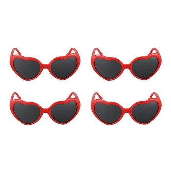 4X Moda Drăguț Retro Dragoste în Formă de Inimă Lolita ochelari de Soare Partid Rochie Fancy CALDE - Rosu
