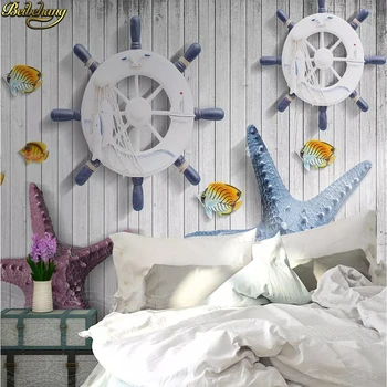 beibehang Personalizate papel de parede 3D Mediteraneene nautice steaua de mare tapet pentru dormitor pereti tapet de fundal de tablou
