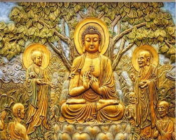 Beibehang tapet Personalizat de Aur relief tei Buddha TV de fundal de perete camera de zi dormitor fundal murale 3d tapet