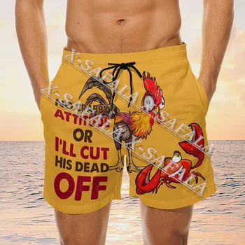 Cocoș Pui de Animale Amuzant Înot pantaloni Scurți de Vară Vacanță pe Plajă pantaloni Scurți de Înot Bărbați Pantaloni Sport Pantaloni Jumătate-3
