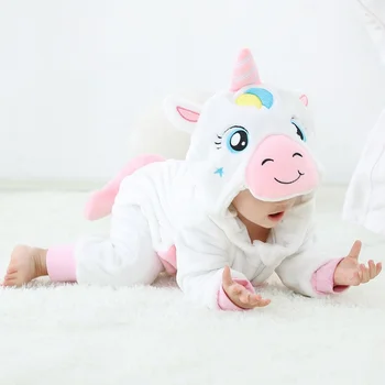 Copil Salopetă Fetita Haine Unicorn Kigurumi Pijamale Flanel Animal De Desene Animate Pentru Copii Salopeta Nou-Născut Copilul Iarna Pentru Copii Rompe