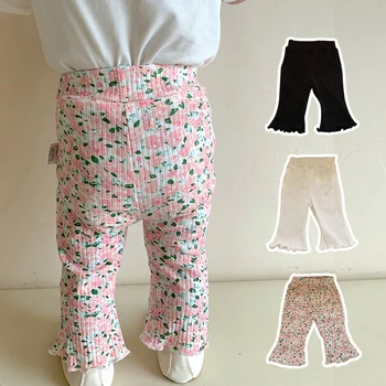 Copilul Copil Fete Pantaloni Evazate Copil De Primăvară De Moda Toamna Florale Solid Pantaloni Casual De Îmbrăcăminte Subțire Pantaloni Talie Elastic