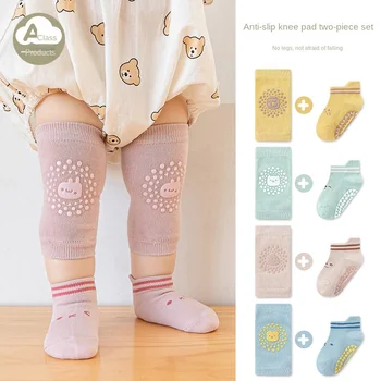 Copilul genunchiere Sock Set Anti-Alunecare Ciorap infantil Rotula Copil Plin de Siguranță Etaj Șosete Genunchi Protector Kneepad pentru Fete baieti