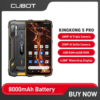 Cubot-KingKong 5 Pro, Smartphone, 4GB, 64GB, 8000mAh, 48MP Triplă Camera, IP68, IP69K, rezistent la apa, Android 11, NFC, Global 4G