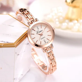 De lux Doamnelor Ceas cu Diamante Brățară de Lanț din Oțel Inoxidabil Ceas pentru Femei a Crescut de Aur Rochie Casual Cuarț Ceas Reloj Mujer