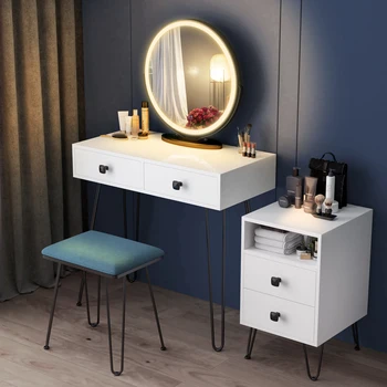 De lux, Masa de toaleta Vanity Set Reglabil Cabinet Mobil și 360 Roti Dressing Oglinda Multi-Funcțional Design Modern