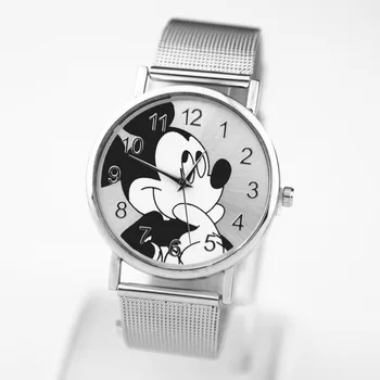 De Vânzare La Cald Mickey Lux Nou Brand De Moda De Înaltă Calitate Din Oțel Inoxidabil Plasă De Centura Doamnelor Ceas Casual Uzura Cuarț Ceas Cadou Reloj