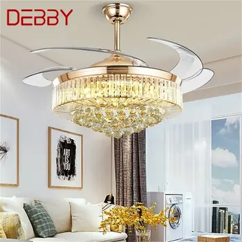 DEBBY Ventilator de Tavan Lumina Invizibilă de Lux Cristal Argintiu Lampa LED Cu Telecomanda Moderna Pentru Casa