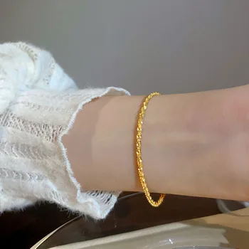 Din Oțel Inoxidabil Placat Cu Aur De Aur Spumante Strălucitoare Stivuite Stivuire Lanț Brățară Unisex Femei Barbati Moda Bijuterii Cadou