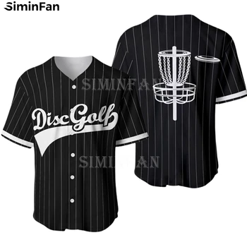 Disc Golf 3D Printed Stripe Mens Baseball Jersey Shirt Alb Negru Vara Guler Camisa Plaja Tricou Unisex Femei Tee Top