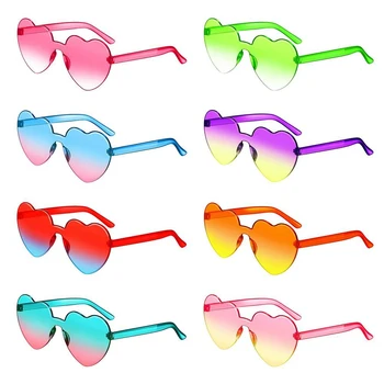 Femei de Moda Jeleu Gradient Forma de Inima Colorate Petrecere ochelari de Soare Fete de Epocă UV400 Culori fără ramă în aer liber Feminin de Ochelari de Soare