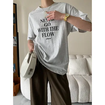 Francez de Moda Casual Slim American Scrisoare de Imprimare cu mânecă Scurtă T-shirt 2023 Primăvara și Vara Liber de Moda Topuri Femeile