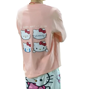 Kawaii Sanrio Hello Kitty Maneci Scurte Anime Drăguț De Vară Student Dulce Casual Tricou Confortabil În Aer Liber Vrac Top Fata De Cadou