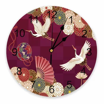 Macara Flori De Artă Japonia Decorativ Rotund De Perete Ceas Cu Cifre Arabe Design Non Bifarea Ceas De Perete Mare Pentru Dormitoare Baie