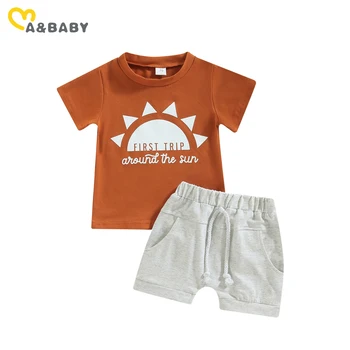 mama si copil 0-3Y Copilul Nou-născut băiețelul Haine Seturi Soare Scrisoare de Imprimare T-shirt, Bluze, pantaloni Scurți Tinutele Casual de Vara de Îmbrăcăminte
