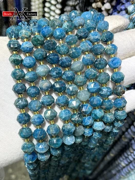 Naturale Albastru Apatit Cristal Rotund Felinar de Piatră Margele Fatetate Liber Spacer Pentru a Face Bijuterii DIY Brățară Colier 15