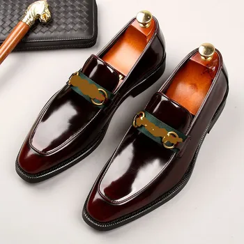 Pantofi pentru bărbați, picior acoperi, a subliniat, din piele de brevet, luminoase de culoare, din piele face, nunta formala, iubesc stilul pantofi lucrați manual, s