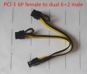 PCI-E PCIE PCI Express 6P feminin de Dublu 6+2P 8pini de sex masculin placa Grafica DIY BTC-a extins prin Cablu miner minier de sârmă 18AWG 20cm