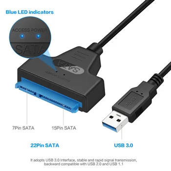 SATA la USB 3.0 / 2.0 Cablu de Până la 6 Gbps pentru 2.5 Inch HDD Extern Hard Disk SSD SATA 3 22 Pin Adaptor USB 3.0 la Sata III Cablul