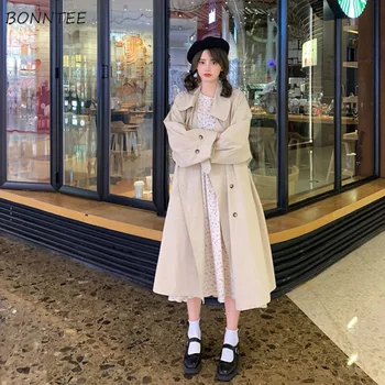 Trench Femei Toamna Masiv Elegant All-meci Uza Canadiană Minimalist Unisex Vintage Stil coreean Streetwear Ins Haine