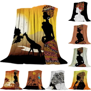 Triburile africane Femeile Flanel Pătură Pufoasă Cuvertură de Somn Sal pentru Canapea extensibilă Capac Moale de Pluș Cald Arunca Pătură Regina King Size