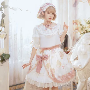 Vara Lolita Femei Bluza, Fuste Costume Fete Roz Kawaii Fusta Seturi Japonez Harajuku Cosplay Costum Cosplay Costum Rochie