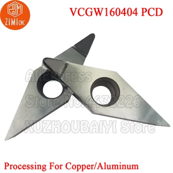 VCGW160404 PCD diamant Policristalin carbură de diamant a Introduce Externe de strunjire, pentru lemn instrument VCGW Lama Pentru aluminiu și cupru