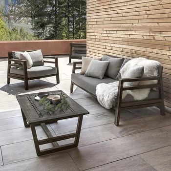 În aer liber, canapea curte de protecție solară rezistent la apa rattan scaun rezidențiale în aer liber, villa rattan de terasa de gradina din lemn de tec masă de cafea