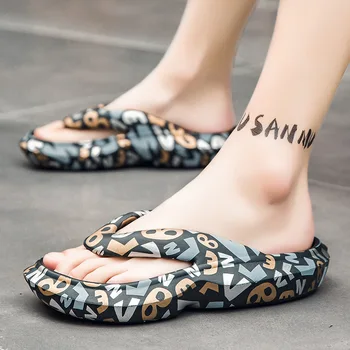 Șlapi Bărbați Moda Acasă Papuci De Casă 2022 Vara Noi De Imprimare Personalitate Coreean Plaja Pantofi De Sex Masculin Plat Casual Cu Talpă Moale Diapozitive